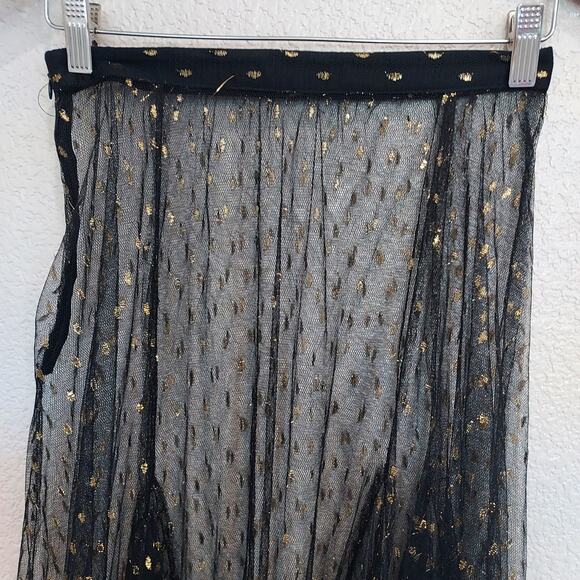 Eva Franco Black Sheer Maxi Skirt w/Gold Shimmer Accent Size 4 - Picture 3 of 7